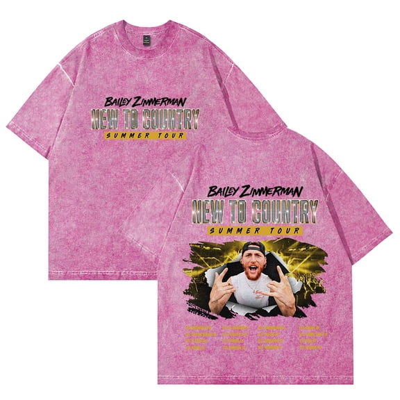 Bailey Zimmerman New To Country Summer Tour Washed Cotton Tee Women Men Crewneck Short Sleeve T-shirt