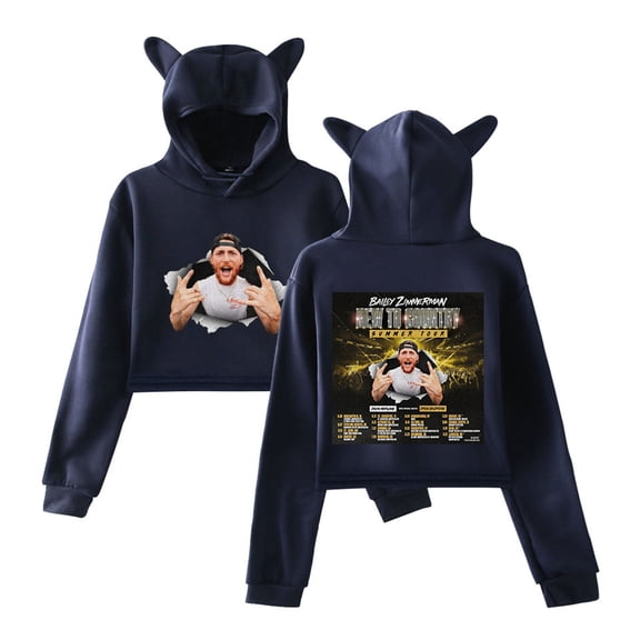 Bailey Zimmerman New To Country Tour 2025 Cat Ear Hoodies Fashion Short Sweatshirts
