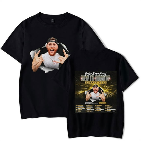 Bailey Zimmerman New To Country Tour 2025 Tshirt Hip Hop Short Sleeve Unisex Tops