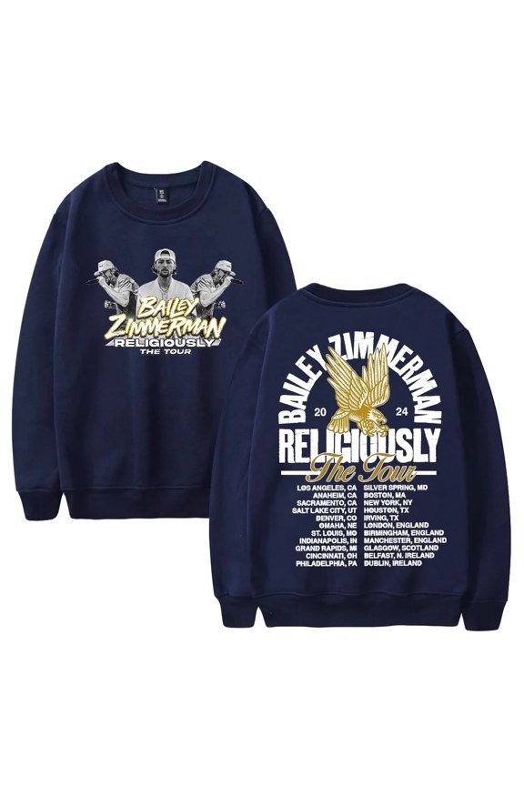 Bailey Zimmerman Religiously The Tour 2024 Crewneck Long Sleeve Streetwear Women Men Sweatshirt