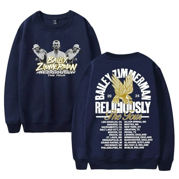 Bailey Zimmerman Religiously The Tour 2024 Crewneck Long Sleeve Streetwear Women Men Sweatshirt