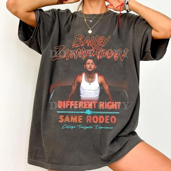 Bailey Zimmerman Tour 2026 T-Shirt, Bailey Zimmerman Different Night Same Rodeo Tee