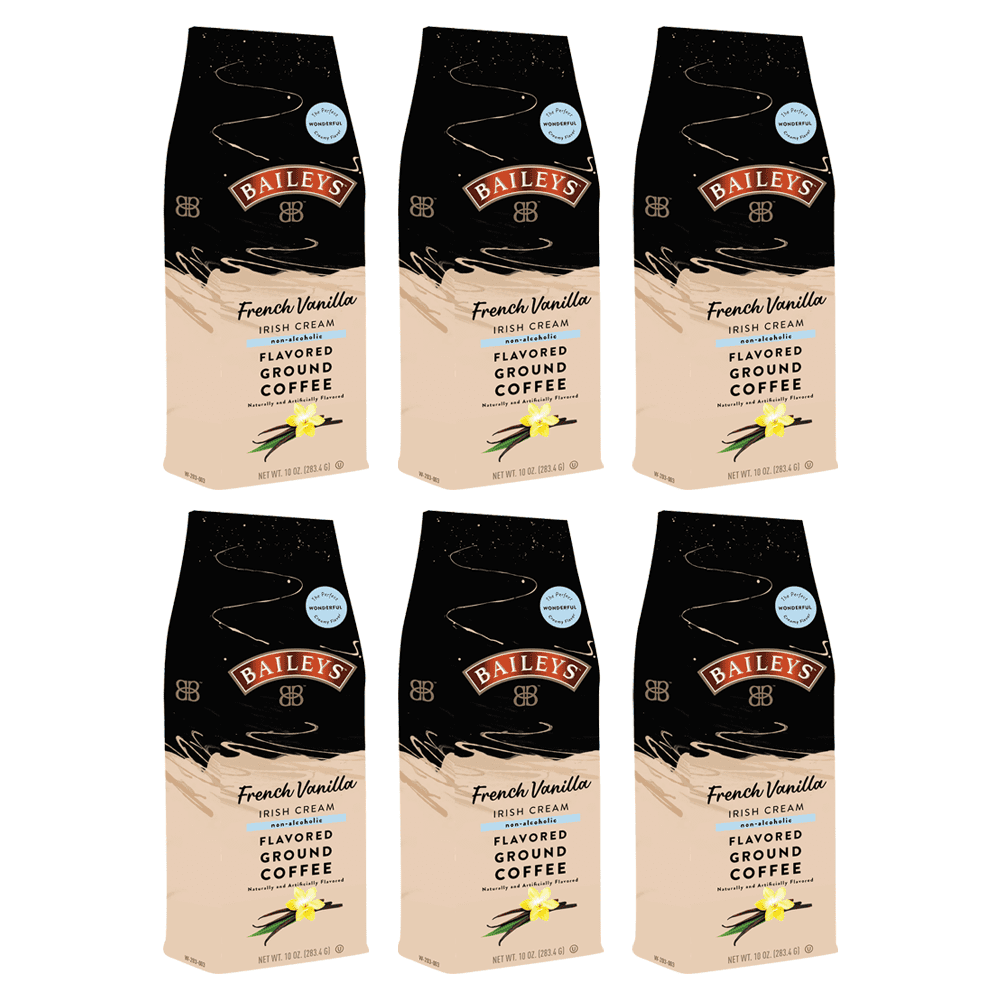 Bailey's Irish Cream Flavored Ground Coffee, French Vanilla, 10oz Bag (6-Pack)