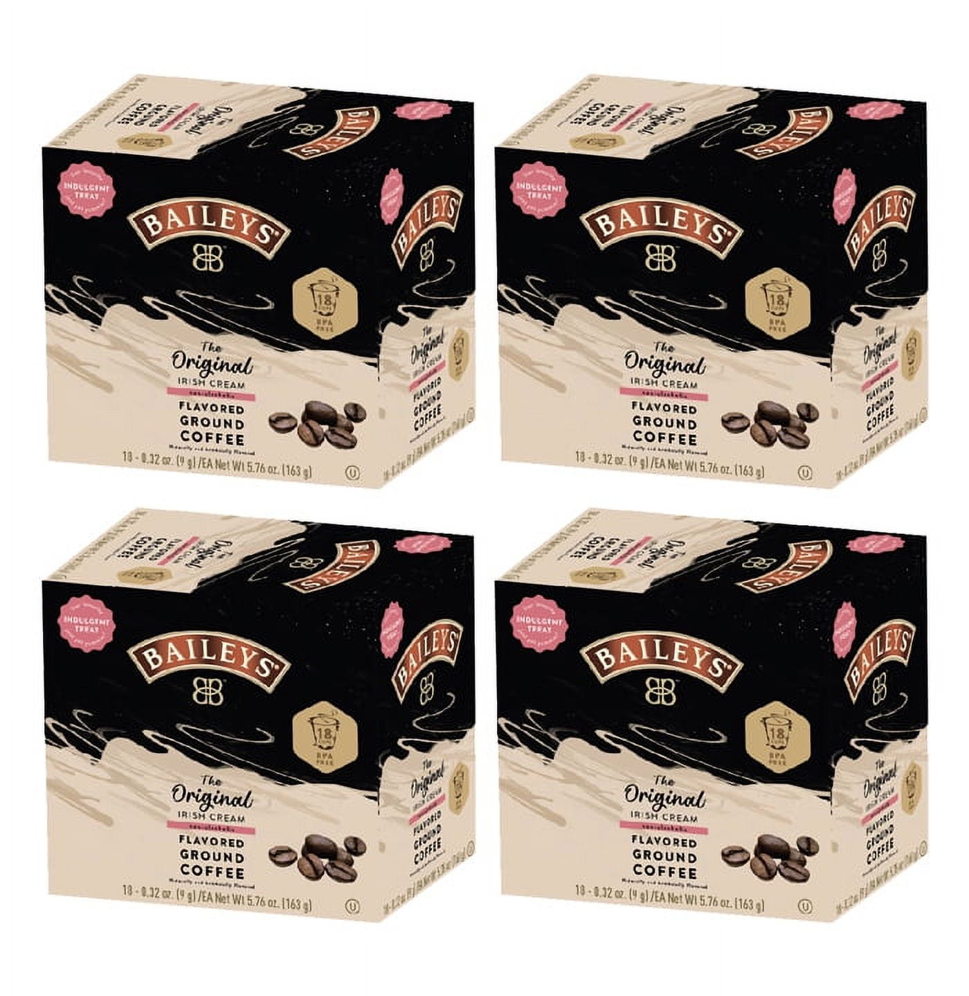 Bailey's, Irish Cream Flavored Coffee, 4/18ct Single Serve Cups