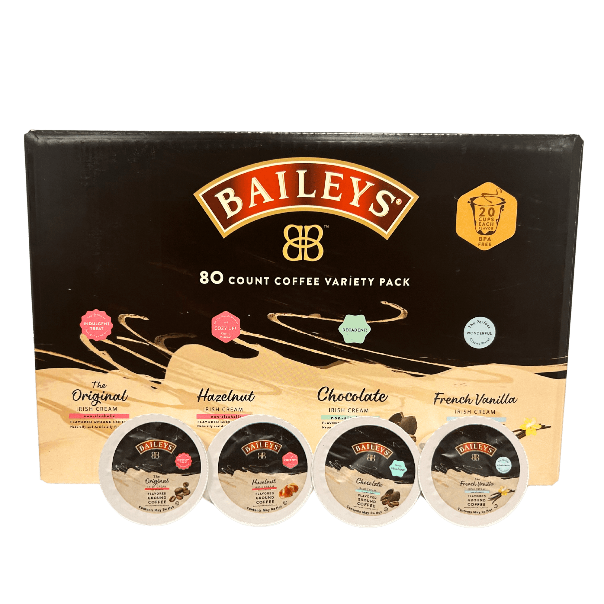 Baileys Variety Pack Non Alcoholic Flavored Coffee - Single Serve K-Cup - 80 Count 25.39 oz
