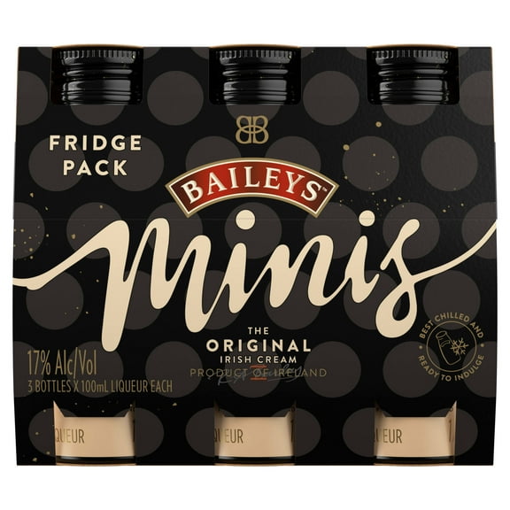Baileys Original Irish Cream Liqueur Minis, 100 ml Bottles, 3 pack, 17% ABV