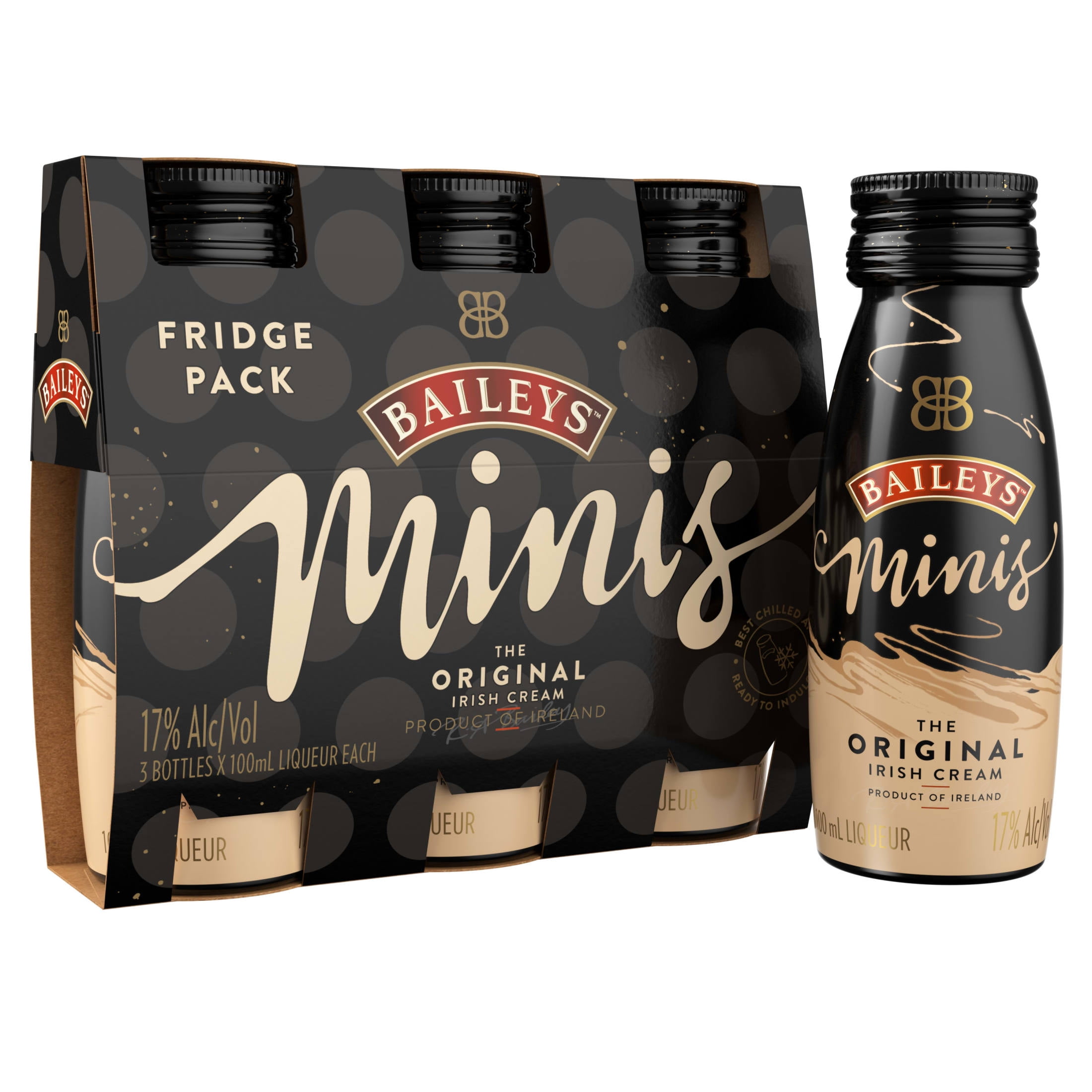 Baileys Minis The Original Irish Cream Liqueur, 100 mL (3 Pack), 17% ABV