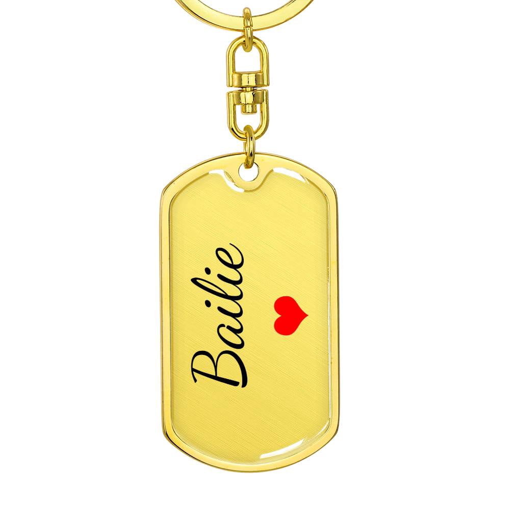 Bailie Keychain – Custom Name Keychain for Women Title: Dog Tag with ...