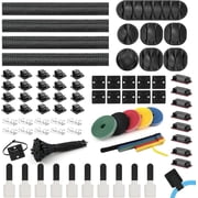 Bailink 204PCS Cable Management Kit,4 Cable Sleeve 38 Cable Clips with 7 Cord Holders, 30+5Roll Cable Organizer Straps and 100 Fastening Cable Ties,20 Cable Zip Tie Mounts for Computer TV Under Desk