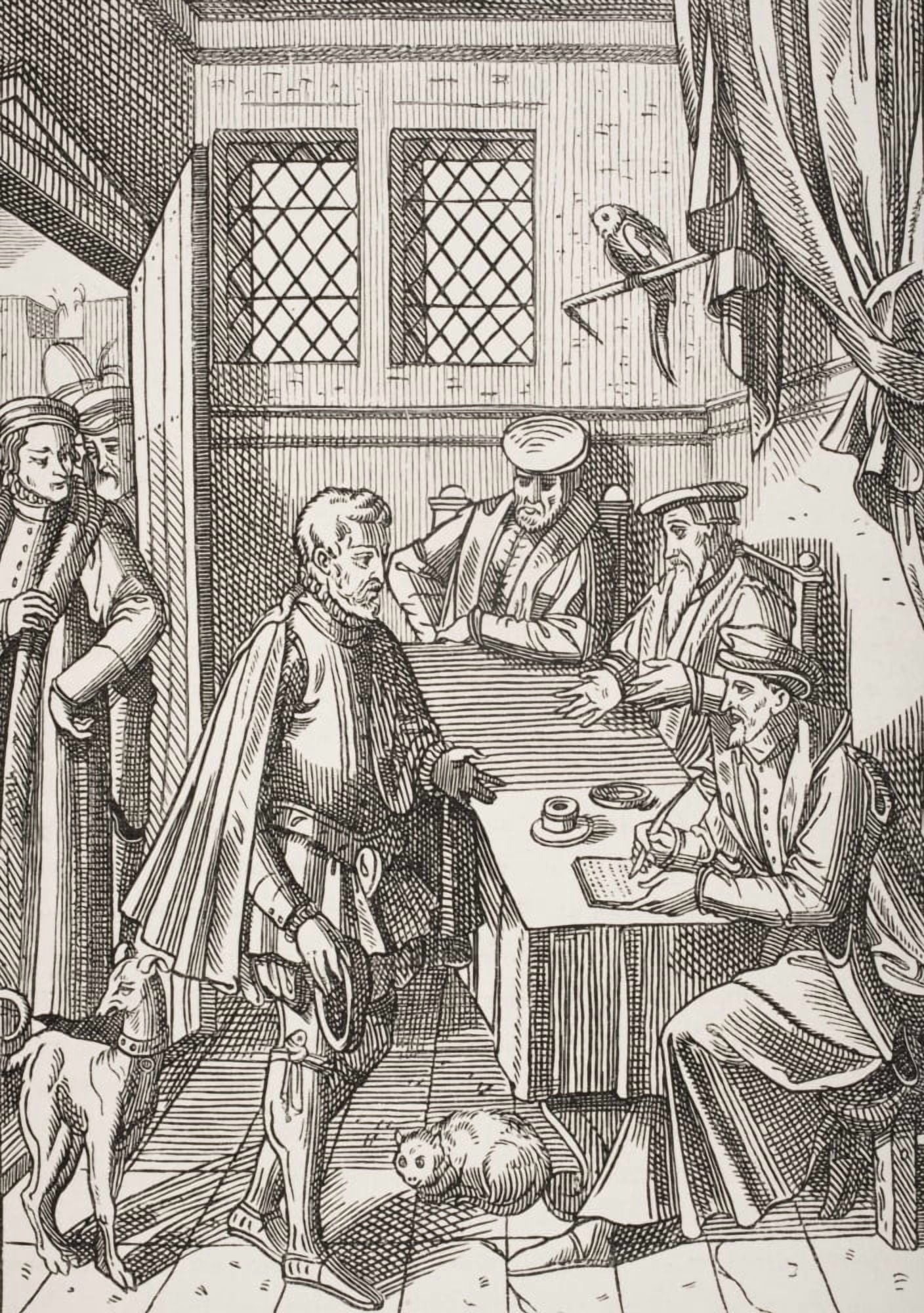 Bailliage Or Tribunal Of The KingS Bailiff Facsimile Of Wood Engraving In Praxis Rerum Civilium By Josse Damhoudere Antwerp 1557 Canvas Art - Ken Welsh Design Pics (24 x 34)