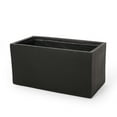 thumbnail image 1 of Bailor Outdoor Cast Stone Rectangular Planter, Black, 1 of 6
