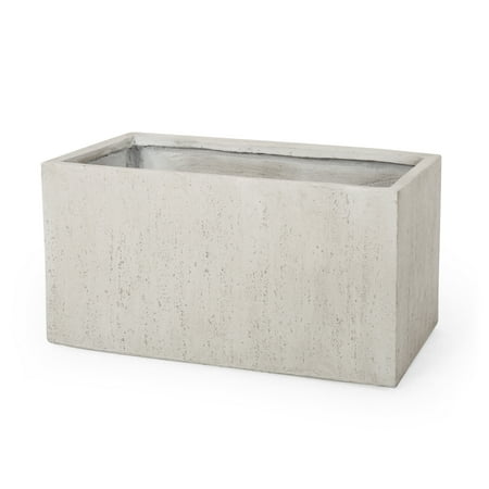 Bailor Outdoor Cast Stone Rectangular Planter, White