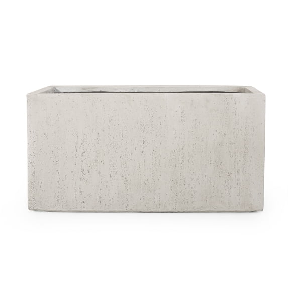 Bailor Outdoor Cast Stone Rectangular Planter, White