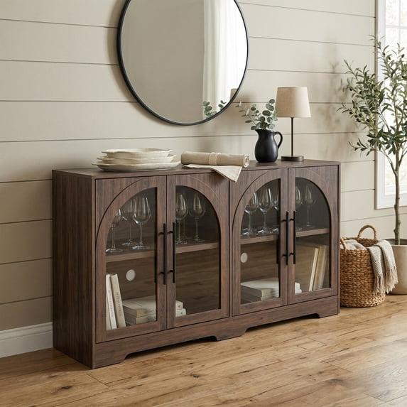 Bailor Rustic Wood Television Stand for TVs up to 60" with Adjustable Shelves, Walnut