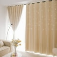 thumbnail image 1 of Bailu 1 Panels Stars Blackout Curtains for Bedroom Girls Kids Baby Window Curtain Double Layer Star Cut Out Aesthetic Living Room Decor Wall Home Decorations Curtain,W60 x L106 Inches,Beige, 1 of 7