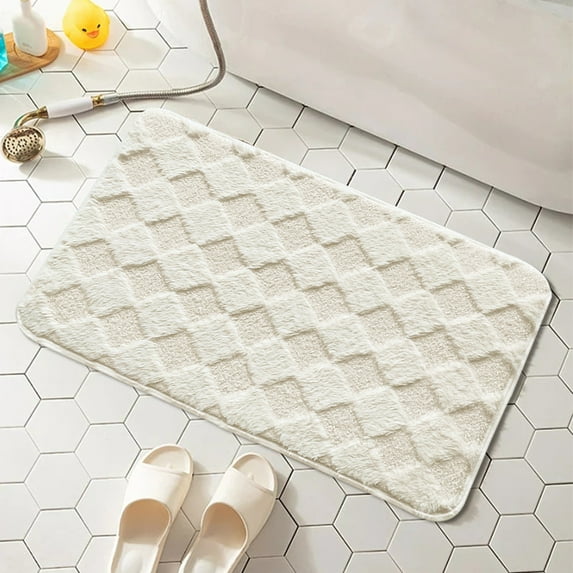 Bailu Bathroom Rug Set Soft Plush Absorbent Bath Mat Set, Machine Washable Bathroom Mat, White, 16"X24" Inch