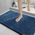 thumbnail image 1 of Bailu Chenille Bath Rug, Thick Reinforced Plush Close Knit Bath Rug, Machine Washable, 3cm Thick (Navy Blue, 17x24 inches), 1 of 7
