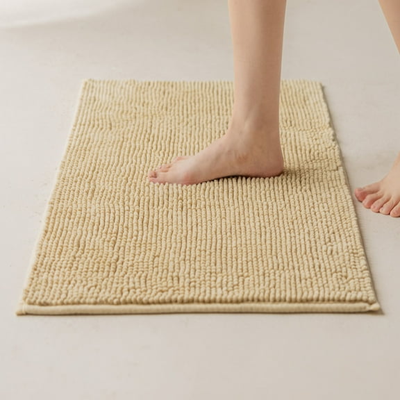 Bailu Chenille Bath Rug, Thick Reinforced Plush Close Knit Bath Rug, Machine Washable, Thickness 3cm (Beige, 17x24 inches)