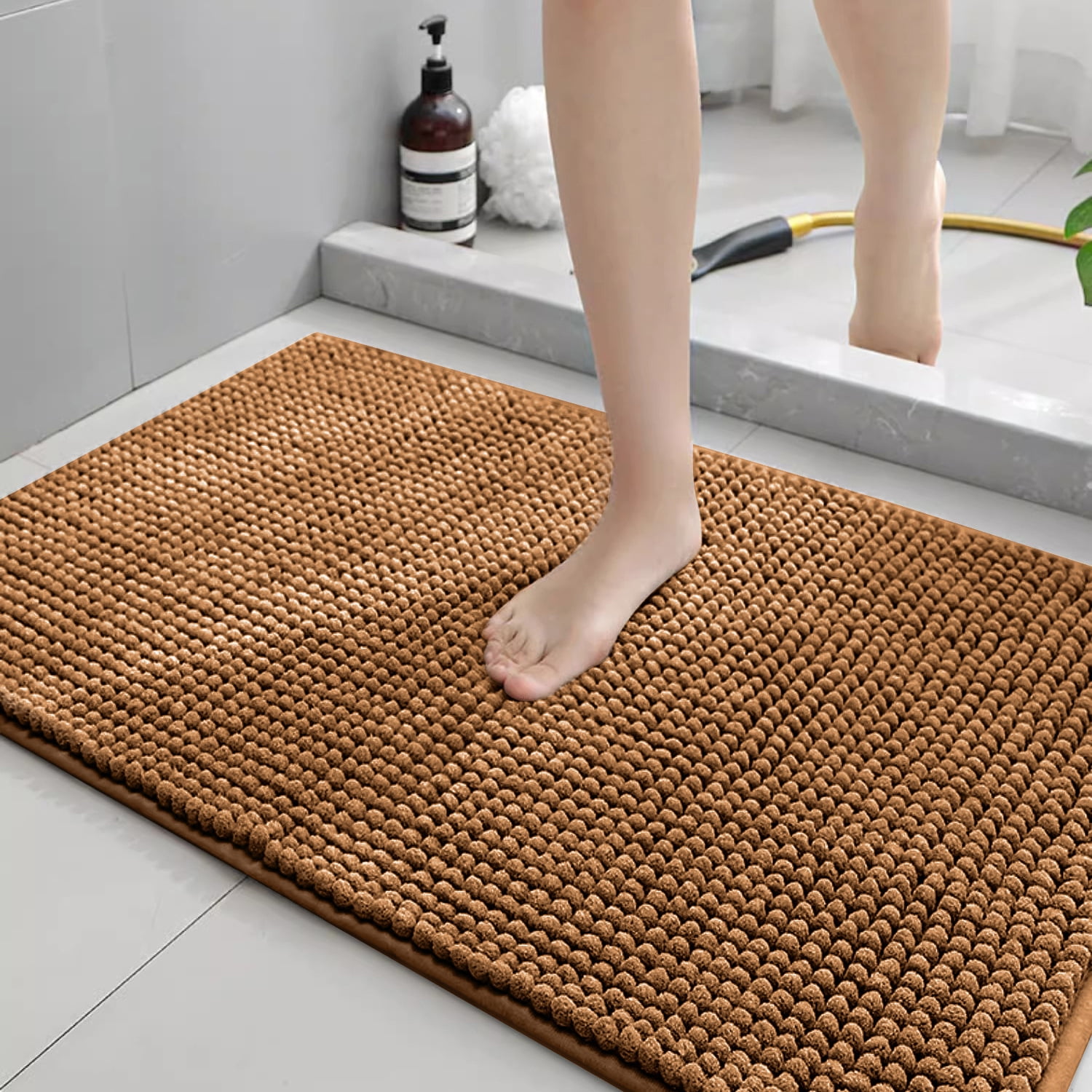 Bailu Chenille Bath Rug, Thick Reinforced Plush Close Knit Bath Rug ...