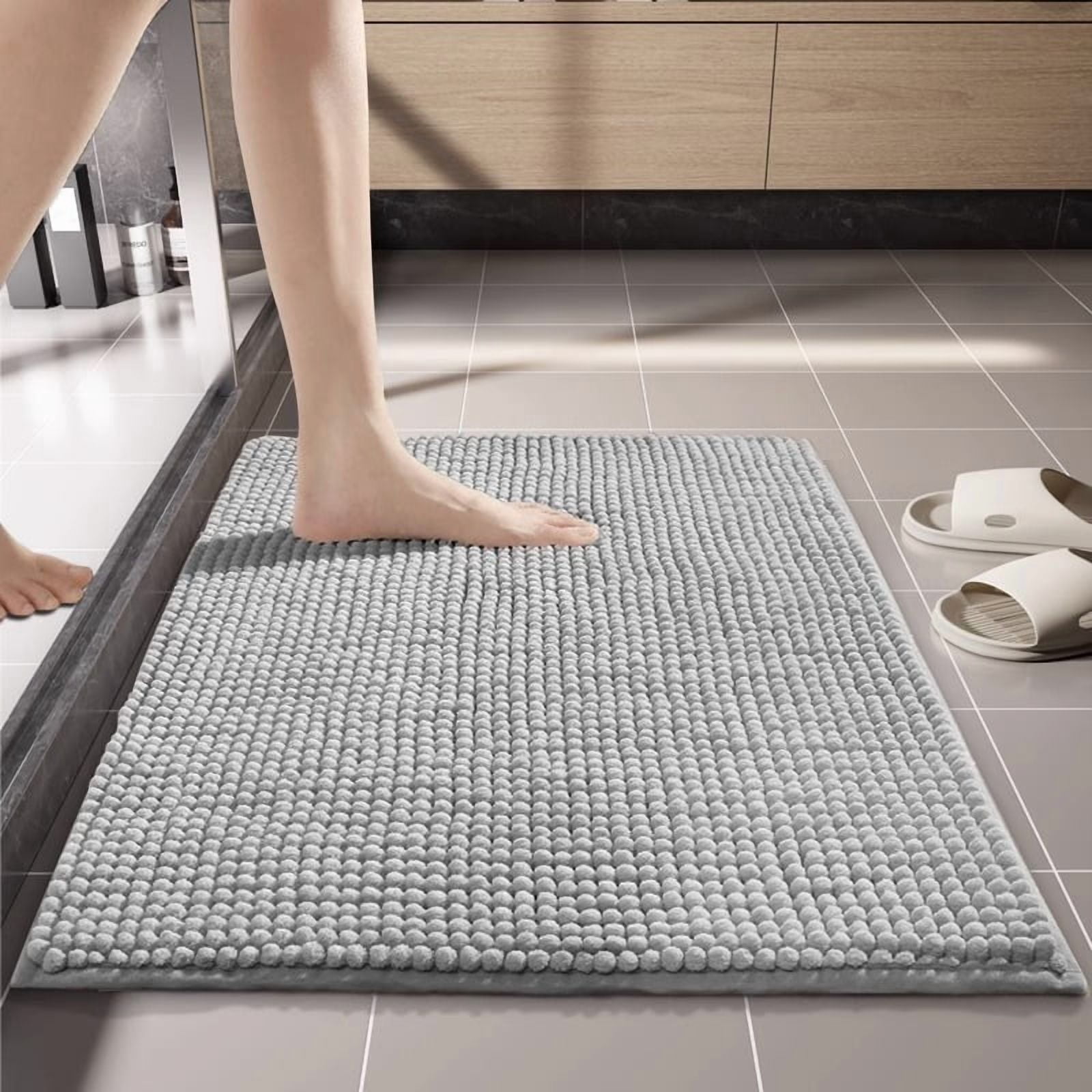Bailu Chenille Bath Rug, Thick Reinforced Plush Close Knit Bath Rug ...