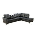 thumbnail image 1 of Bailu Classic Faux Leather L Shaped Sectional Sofa Set Black, 1 of 6