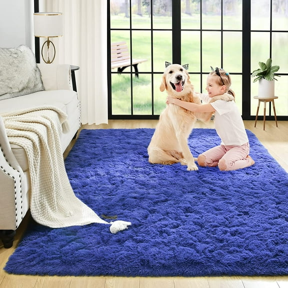 Bailu Fluffy Light Navy Rug for Living Room,2x3 Area Rugs,Thick Plush Shag Rug,Shaggy Rugs for Bedroom,Big Fuzzy Carpet,Comfy Kids Rugs,Large Living Room Rugs,Living Room Decor