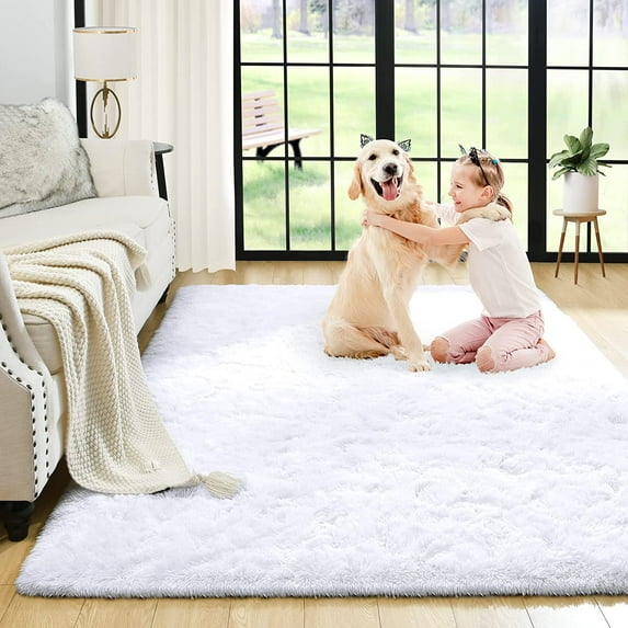 Bailu Fluffy White Rug for Living Room,2x3 Area Rugs,Thick Plush Shag Rug,Shaggy Rugs for Bedroom,Big Fuzzy Carpet,Comfy Kids Rugs,Large Living Room Rugs,Living Room Decor
