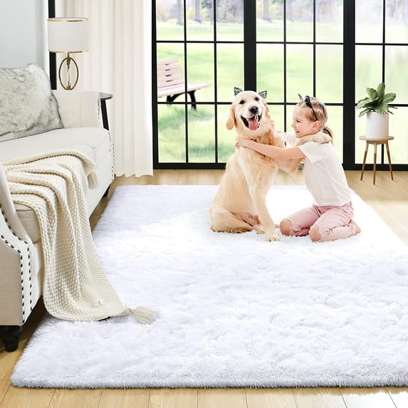 Bailu Fluffy White Rug for Living Room,3x5 Area Rugs,Thick Plush Shag Rug,Shaggy Rugs for Bedroom,Big Fuzzy Carpet,Comfy Kids Rugs,Large Living Room Rugs,Living Room Decor