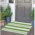 thumbnail image 1 of Bailu Green Striped Outdoor Rug, 24" x 35", Easy to Clean, 1 of 1