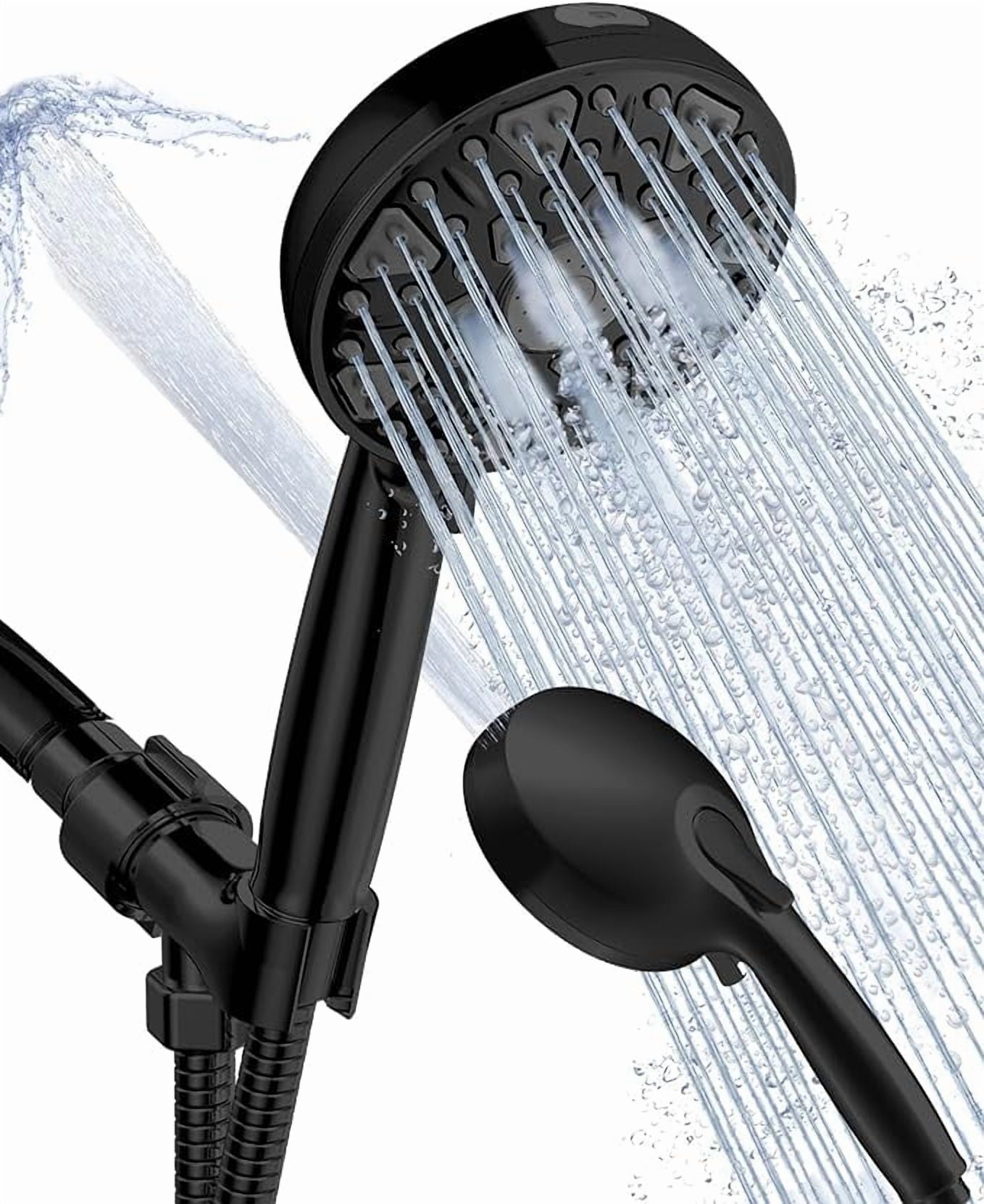 Bailu High Pressure Shower Head features a handheld 7-mode built-in power wash to clean your tub. Tile & Pet, 5" High Flow Handheld Rain Shower Head - Matte Black