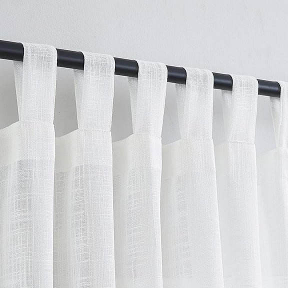 Bailu Linen Translucent Curtain Top Light Filtering Elegant Short Curtains and Curtains for Bedroom 52 x 96 inches long, 2 panels, off-white