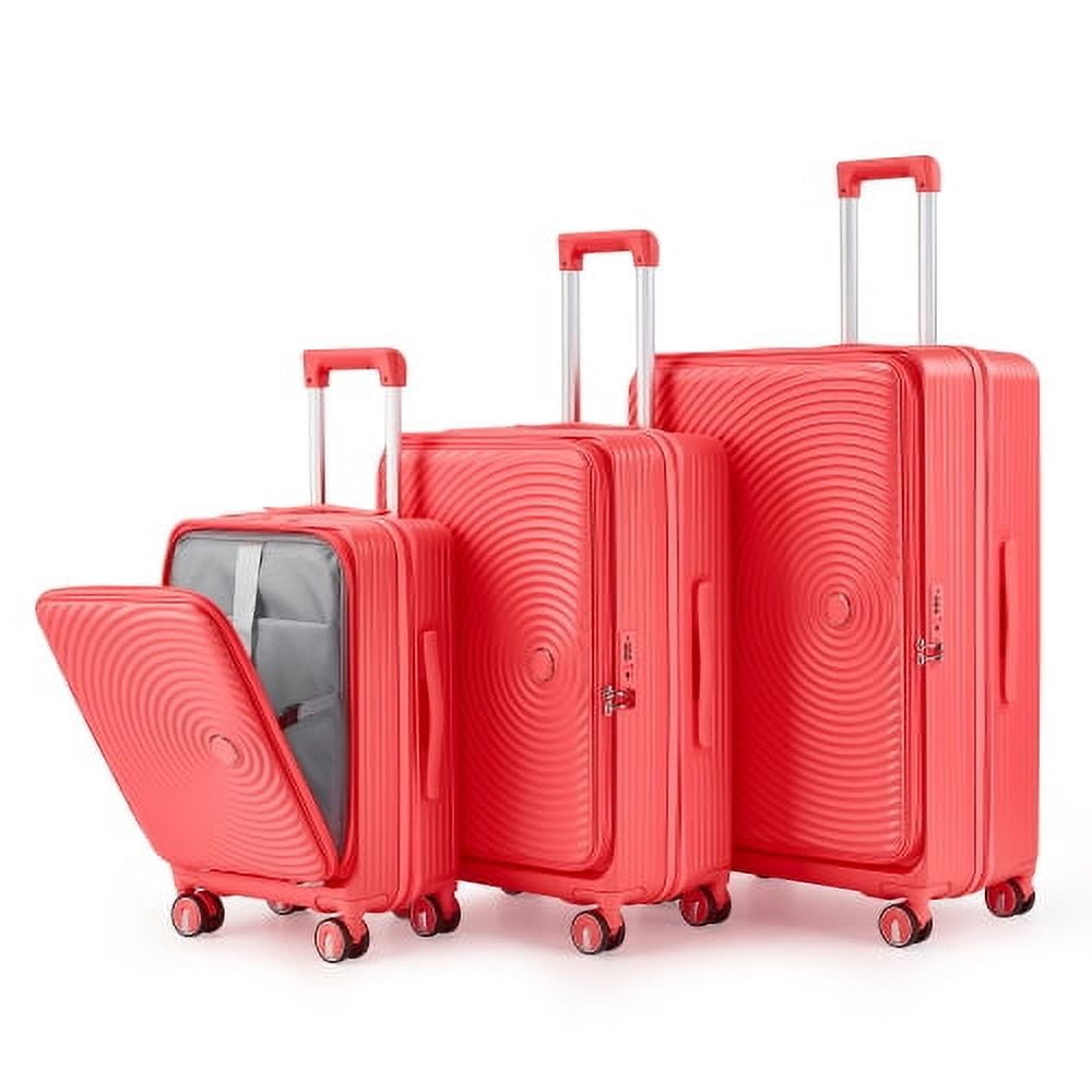 Bailu Luggage Set 3-Piece (20/24/28), Expandable Carry-On Luggage with TSA Lock Airline Approval, 100% PC Hard Shell Lightweight Luggage with Front Pocket and Spinner Wheels (Orange)