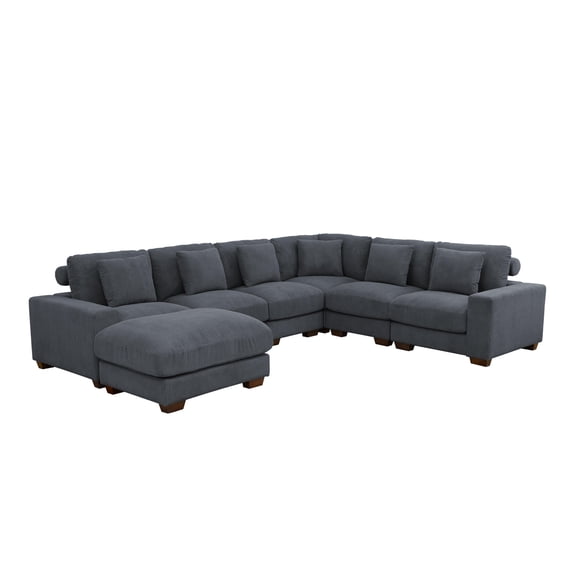 Bailu Luxury Modern Corduroy Extra Deep Living Room Sofa, Set, Light Gray