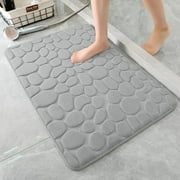 Bailu Memory Foam Bath Mat Pebble Bathroom Rug Super Absorbent Machine Washable Bathroom Rug 20x32, Light Gray