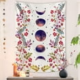 thumbnail image 1 of Bailu Moonlit Garden Tapestry, Moon Phase Surrounded by Vines and Flowers White Wall Decor Tapestry 36×48 inches, 1 of 5