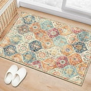Bailu Moroccan Plaid Area Rug, 2x3 Entry Rug Non-Slip Washable Indoor Door Mat, Bedroom Kitchen Entry Bathroom Small Oriental Style Area Rug (Cream, 2x3 Feet)