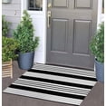 thumbnail image 1 of Bailu Outdoor Collection Hand-Woven Black Striped Rug, 24'' x 35'', 1 of 7