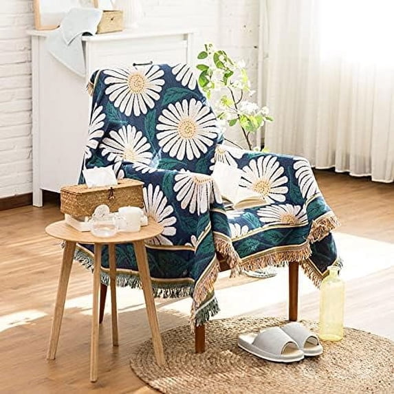 Bailu Sofa Throw Cotton Thread Knitted Throw with Tassels Geometric Bohemian Sofa Cover Bed Blanket Home Decor (Color: 03, Size: 90x180cm 1 piece)