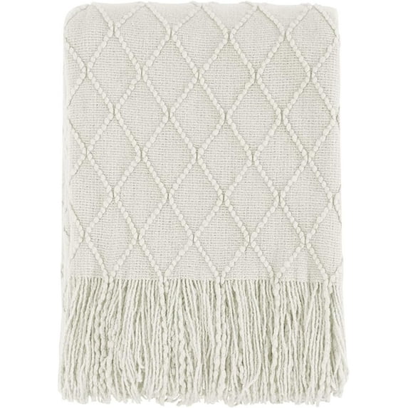 Bailu Textured Solid Soft Sofa Decor Knitted Blanket, 50" x 60" Beige