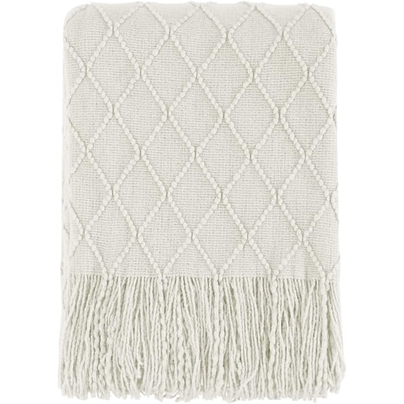 Bailu Textured Solid Soft Sofa Decor Knitted Blanket, 50"x90" Beige