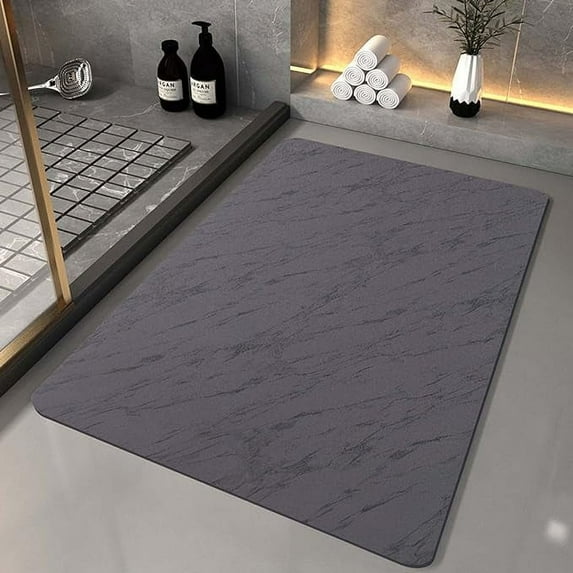 Bailu floor mat indoor non-slip water-absorbent diatom mud bathroom floor mat quick-drying washable rectangular bathtub bathroom front (Dark Grey 40*60cm)