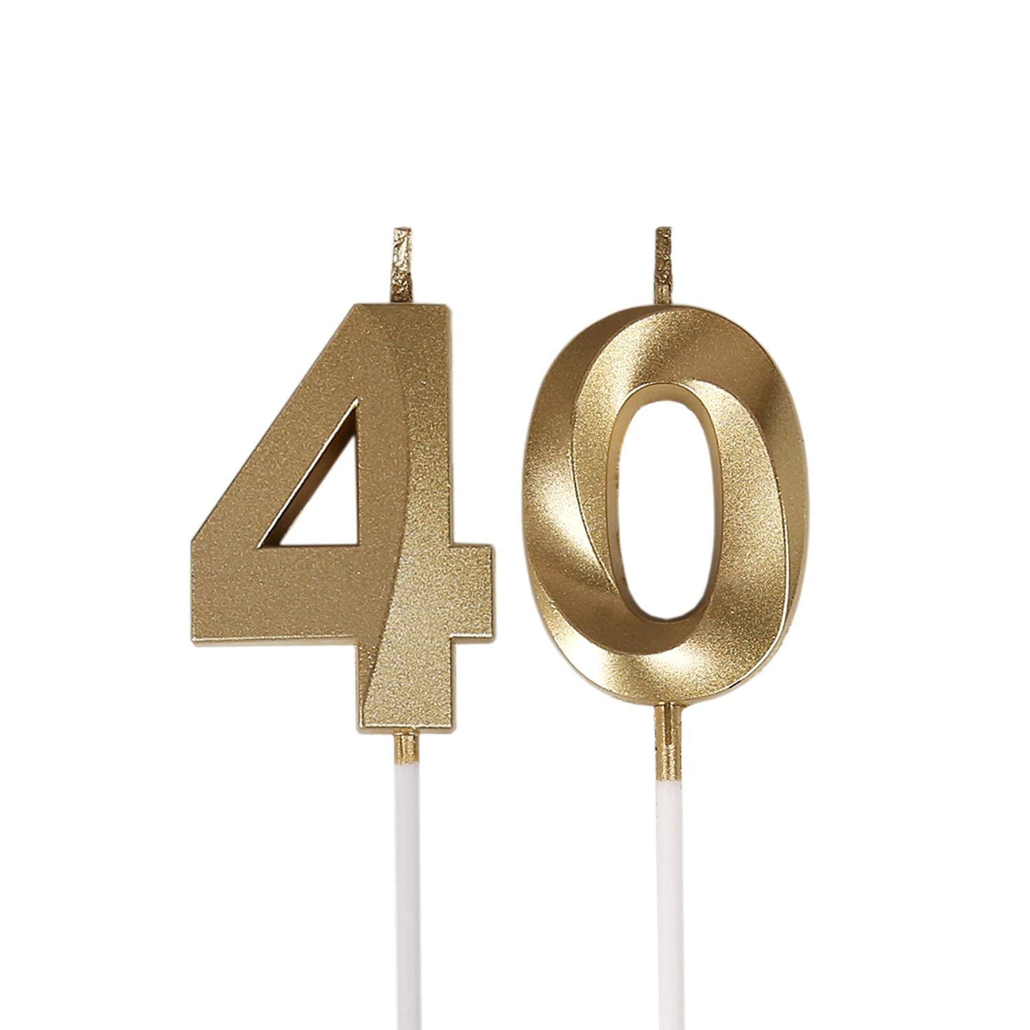 Bailym 40th Birthday Candles,Gold Number 40 Cake Topper for Birthday ...