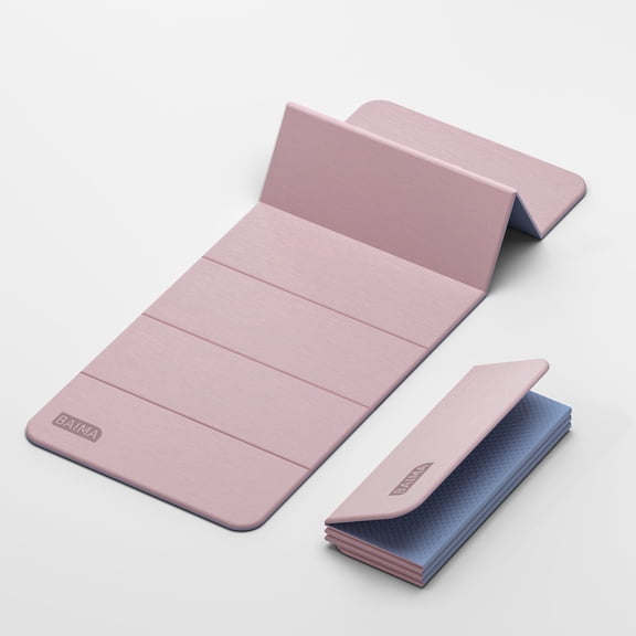 BAIMA Travel Yoga Mat 8 mm Thick, Multicolor Workout Mats for Home Gym,Portable for Camping or Travel Exercise Mat(Pink & Sliver)