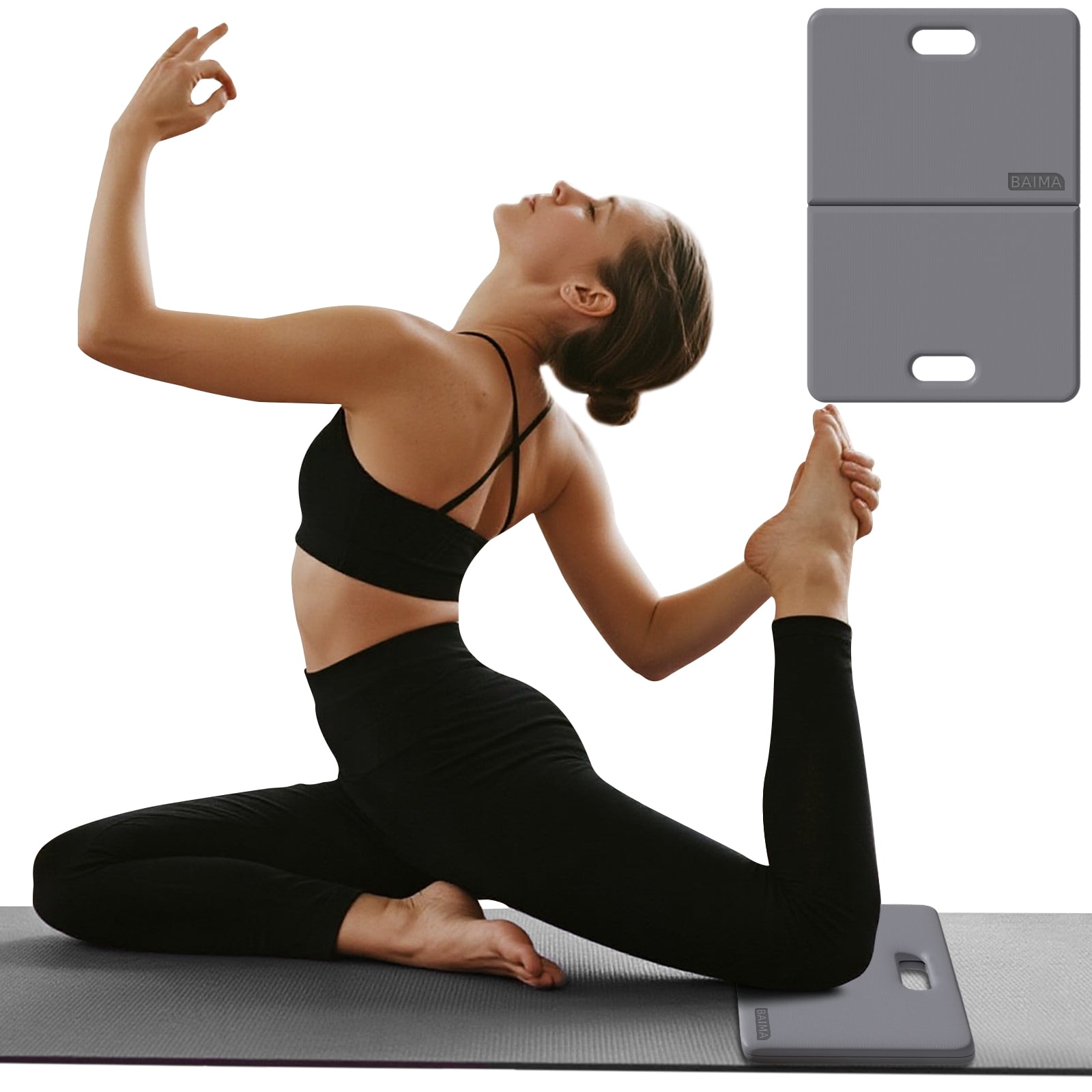 BAIMA Kneeling Pad, 1" Thick Non-Slip Foldable Knee Pads for Gardening, Bath, Kitchen, Yoga, Housework(Grayblack)