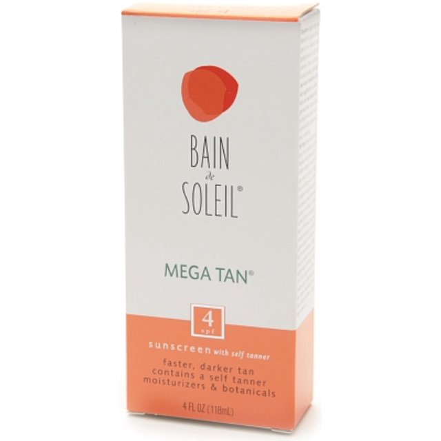 Bain de Soleil Mega Tan Sunscreen With Self Tanner, SPF 4 4 oz (Pack of 6)