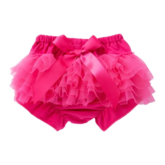 Bainana Baby Girls Shorts Solid Color Elastic Waist Wide Leg Shorty Elegant Cute Summer Girls Mesh Shorts Hot Pink Size 12-24 Months