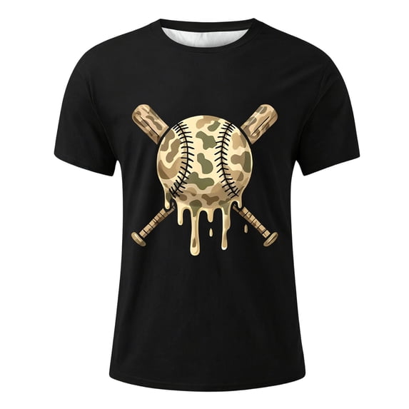 Bainana Baseball T Shirts For Teen Boys Graphic Print Short Sleeve Crew Neck Outfits Lightweight Kids Everyday Wear Outfits Black Size 8-9 Years