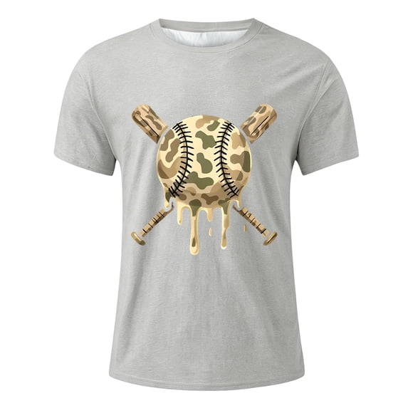 Bainana Baseball T Shirts For Teen Boys Graphic Print Short Sleeve Crew Neck Outfits Lightweight Kids Everyday Wear Outfits Light Gray Size 4-5 Years