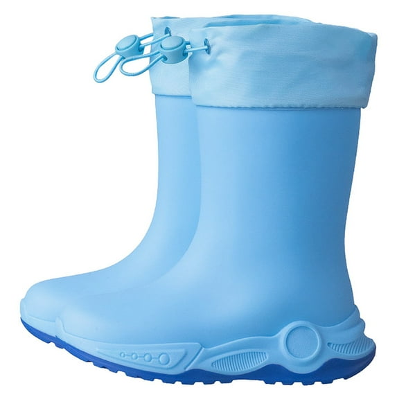 Bainana Boots For Little Boys Girls Solid Color Anti Slip Sole Adjustable Drawstring Booties Breathable Casual Kids Rain Shoes Blue Size 4-5 Years