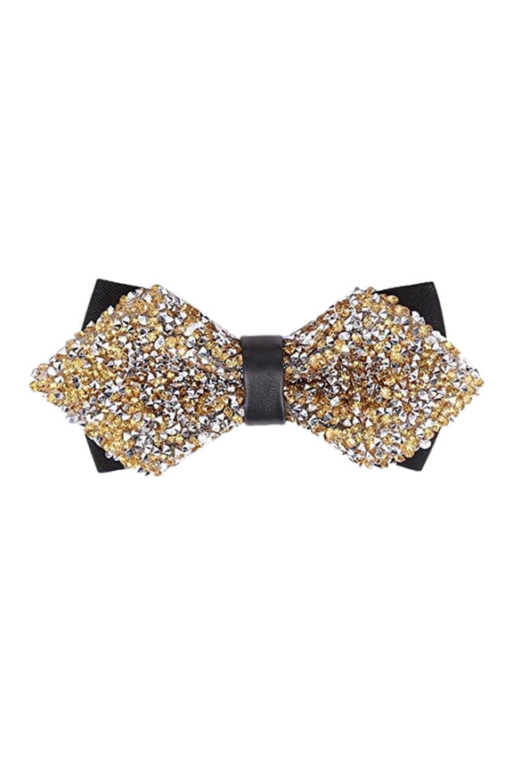 Bow Ties For Men, Sequin Print Adjustable Mens Rhinestone Bowtie For Party Wedding Gold